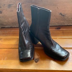 Ankle Boots. Square Toe. Good Condition. Soft Leather. Slight wear on heel sides